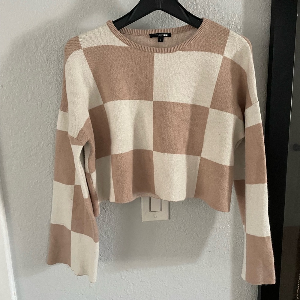Checkered Crop Sweater